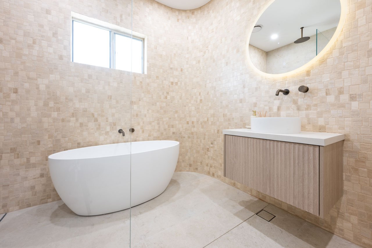 Bath in bathroom renovation in Padstow